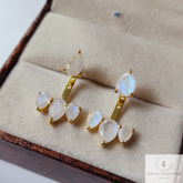 Rainbow Moonstone Ear Jacket, 925 Silver Gold Plated Earring, Gemstone Ear Jacket, Dainty Ear Jacket, Minimalist Earring, Friendship Earring